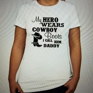 "My Hero Wears Cowboy Boot" Printed Tee